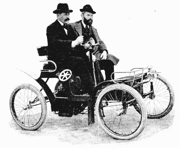 Ein Vintage-Buchumschlag mit einer Illustration eines klassischen Autos und fettem Text auf altem Papier.