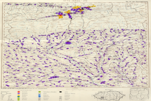 Eine Karte von Deutschland mit farbcodierten Regionen, die die Bevölkerungsdichte von niedrig bis hoch angeben.