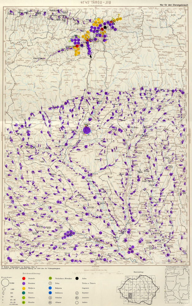 Eine Karte von Deutschland mit farbcodierten Regionen, die die Bevölkerungsdichte von niedrig bis hoch angeben.